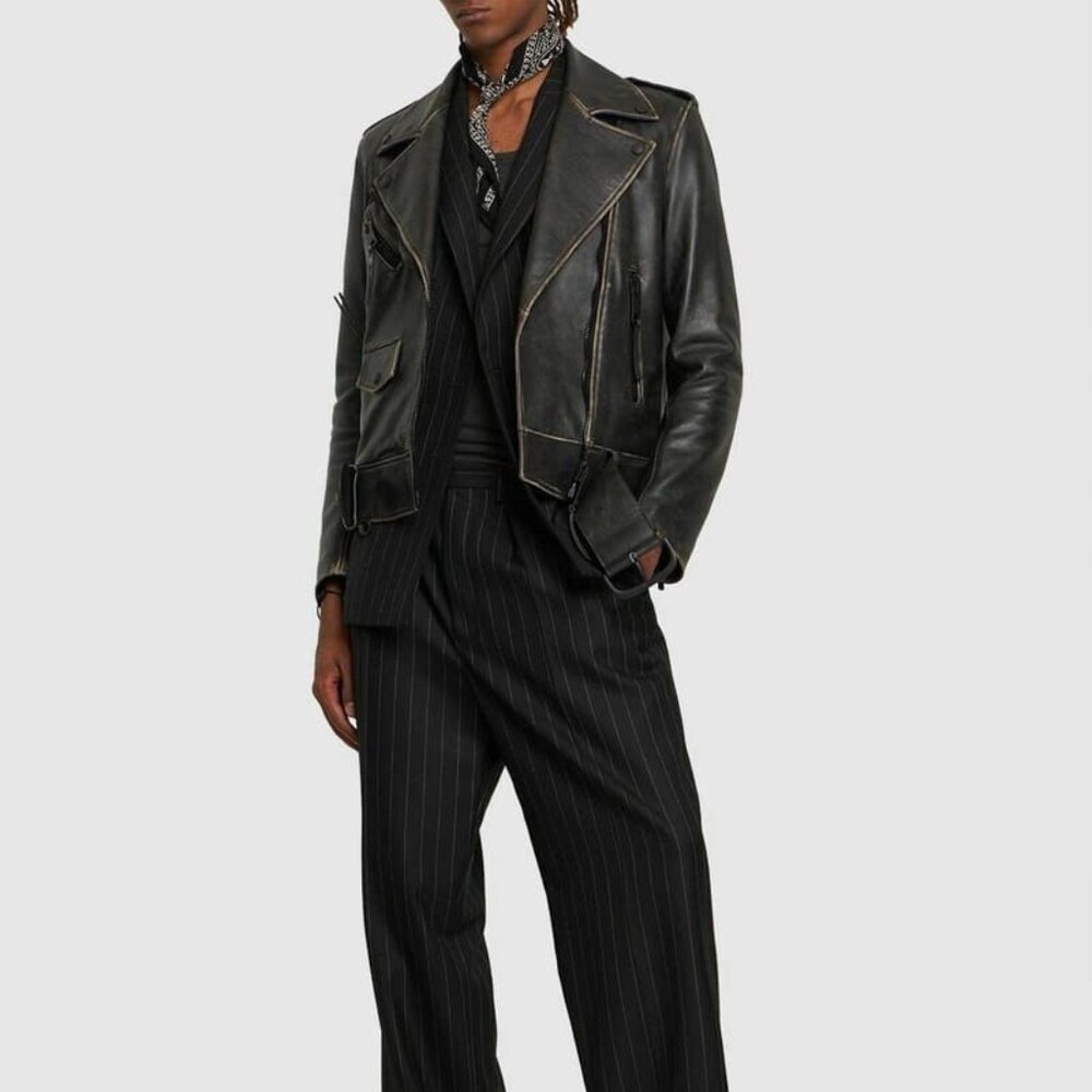 Off-White Leather Biker Jacket